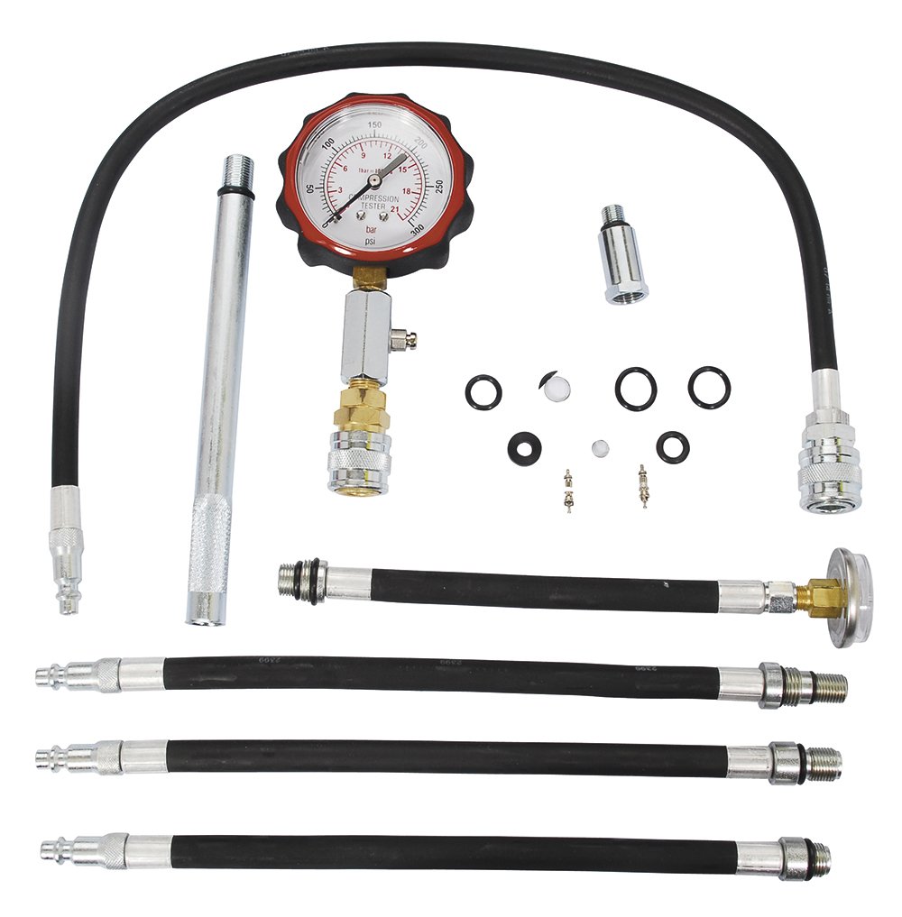 URREA 2339 Professional Super Compression Tester Set - Heavy Duty Engine Diagnostic Tool for Cars, Trucks & Motorcycles | Perfect for Mechanics & DIY Auto Repair Shops