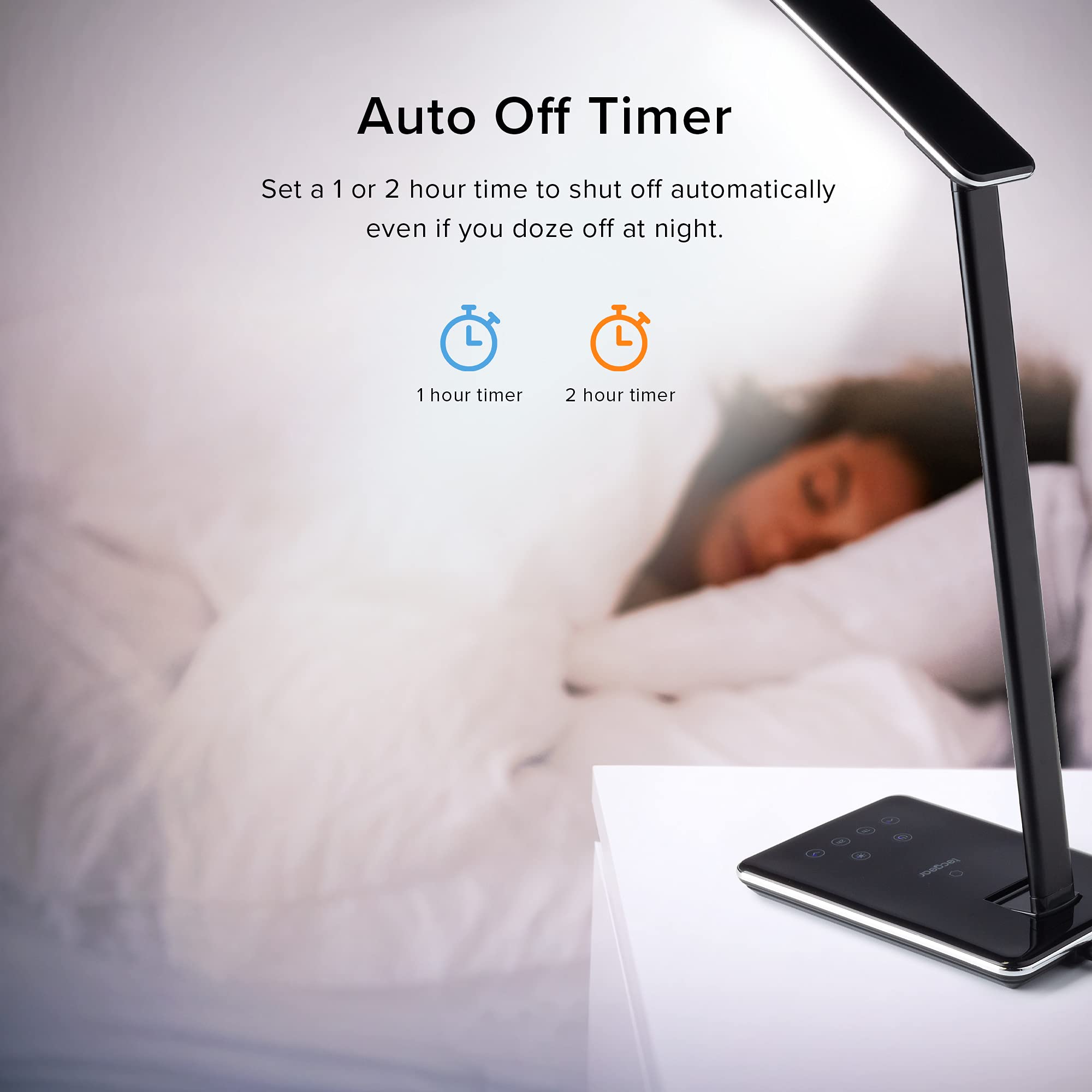 Multifunctional LED Desk Lamp with Wireless Charger & USB Port - 4 Light Modes, 6 Brightness Levels, Touch Control - Auto Timer (30/60 Min) - Eye-Caring Office Study Lamp with Adapter (White) - Perfect for Home Office, Dorm Room & Night Reading