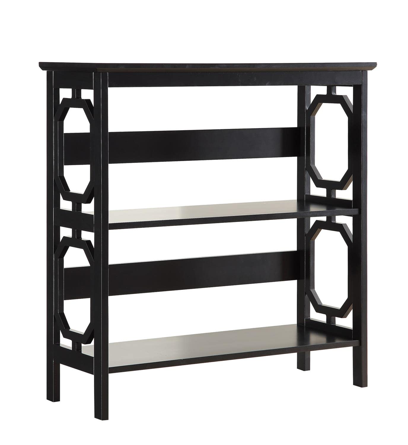 Convenience Concepts Omega 3-Tier Bookcase in Black - Modern Bookshelf for Living Room, Bedroom & Office Storage