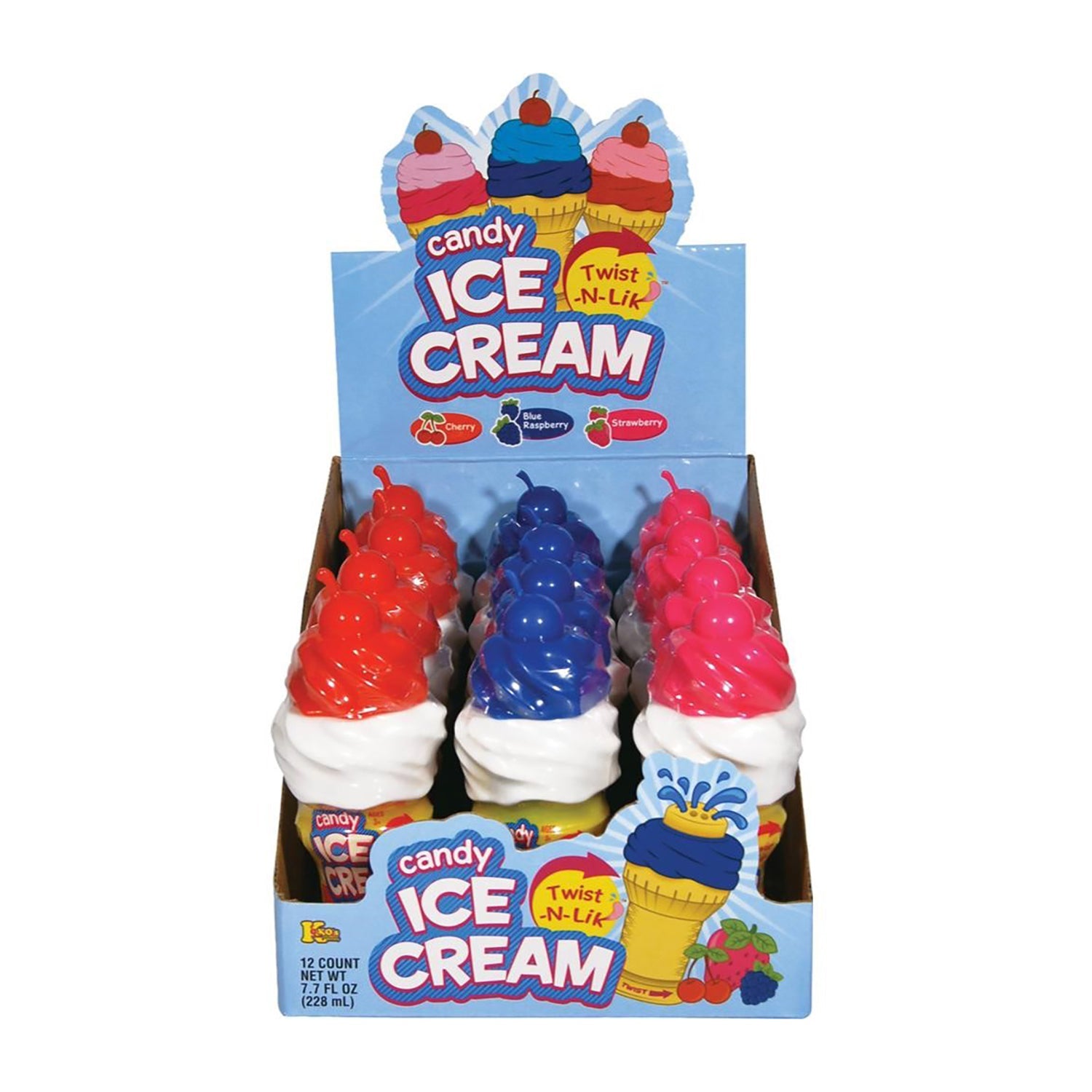 Koko's Ice Cream Twist N Lik - 12 Count Box | Delicious Vanilla & Chocolate Swirl Ice Cream Cones for Parties, Snacks & Desserts