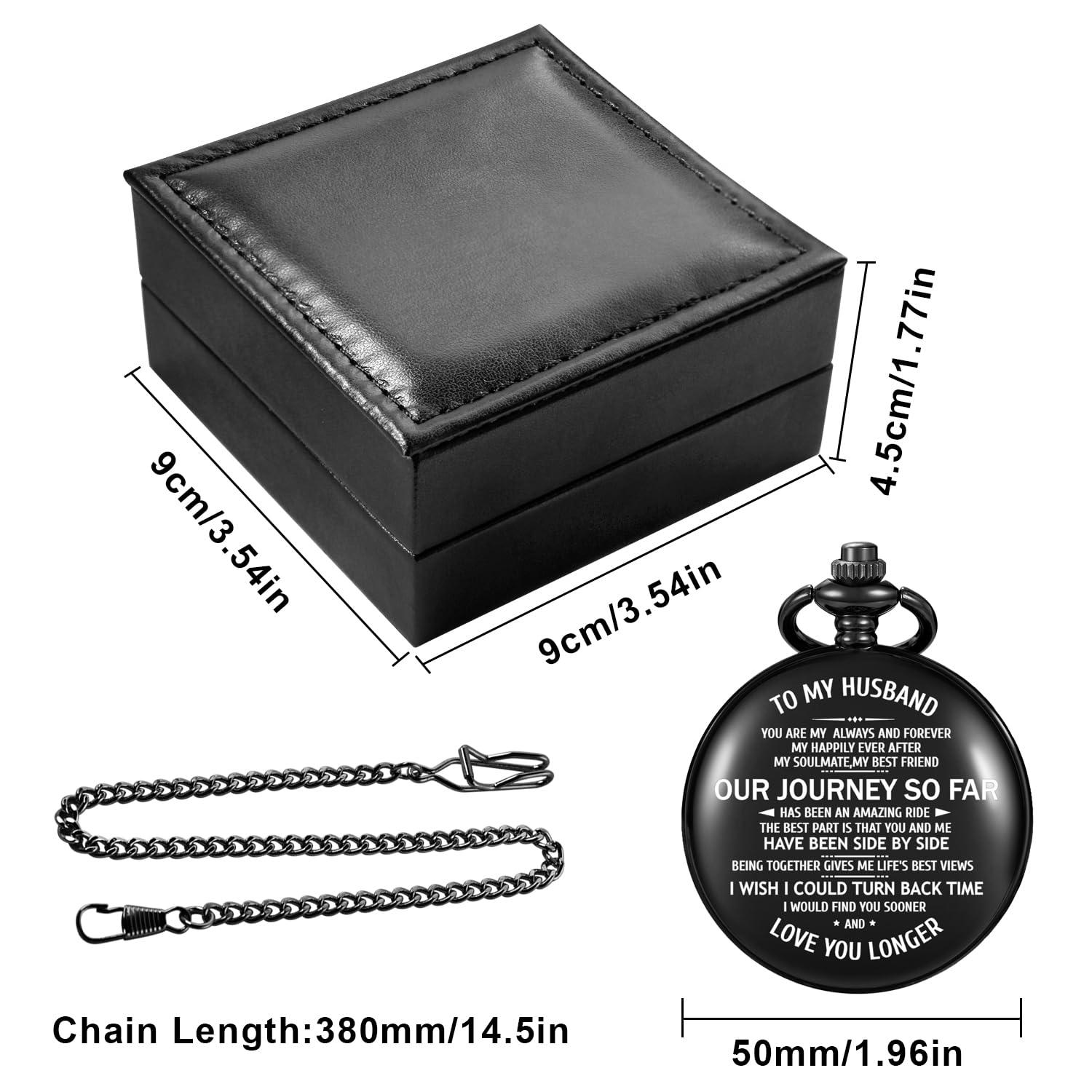 Personalized Engraved Mechanical Pocket Watch for Boyfriend/Husband/Fiancé - Custom Men's Gift with Leather Box | Vintage Style Pocket Watch for Anniversaries, Weddings & Special Occasions