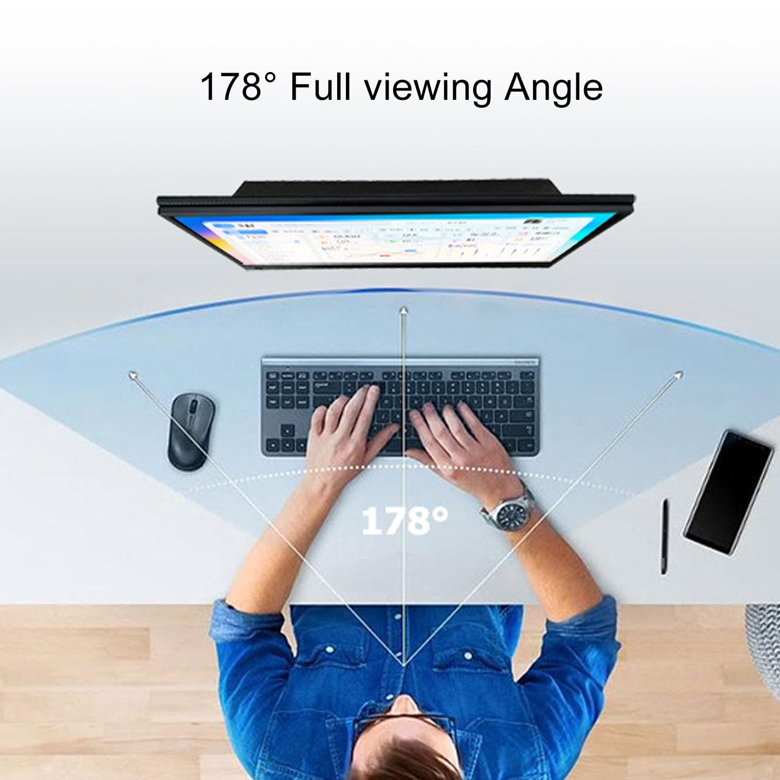 16in Portable Monitor IPS Display 1920x1200 Ultra Thin HDR - USB C HDMI External Screen for Laptop, Phone, Gaming, Office Work | Wide Compatibility, 3ms Response Time, Mirror Screen Projection | Perfect for Travel, Business Presentations & Mobile Gaming