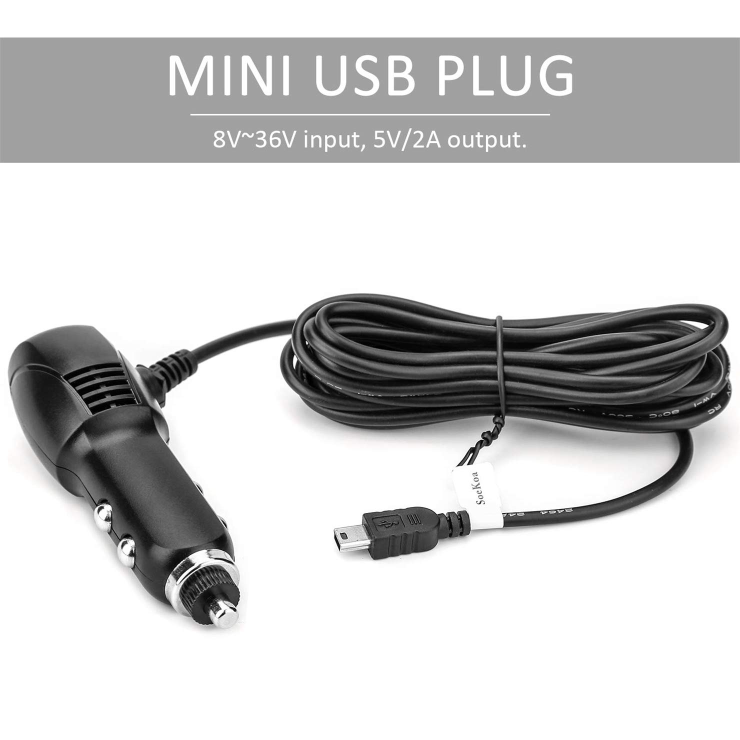 2 Pack Mini USB Dash Cam Charger - Dual USB Car Charger Compatible with APEMAN, Rexing, AKASO, Crosstour & More Android Devices (11.5FT) - Perfect for Road Trips, Uber/Lyft Drivers & Fleet Vehicles