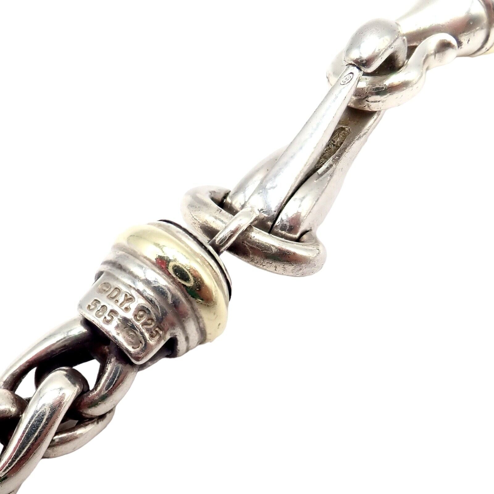 David Yurman DY Sterling Silver & 14k Yellow Gold Wheat Chain Necklace 8.5mm 16