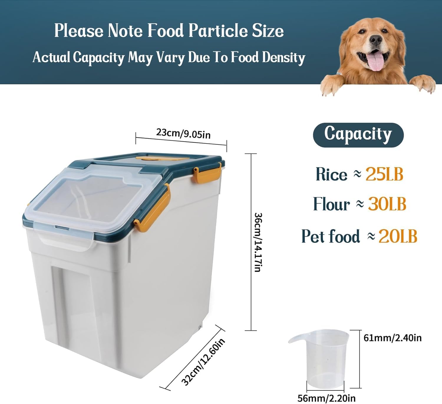 2-Pack Airtight Plastic Pet Food Storage Containers with Lids, Scoop & Wheels - Perfect for Dog Food, Cat Food, Rice, Grain, Flour Storage - Ideal for Kitchen Pantry Organization & Pet Feeding Areas (Blue)