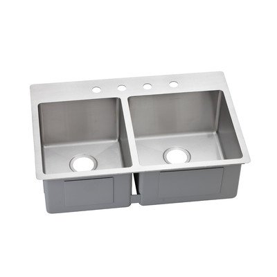 Avado 33 x 22 Inch Slim Rim Kitchen Sink Faucet - 3 Hole Drillings, Right Bowl Configuration - Perfect for Modern Kitchens & Small Spaces