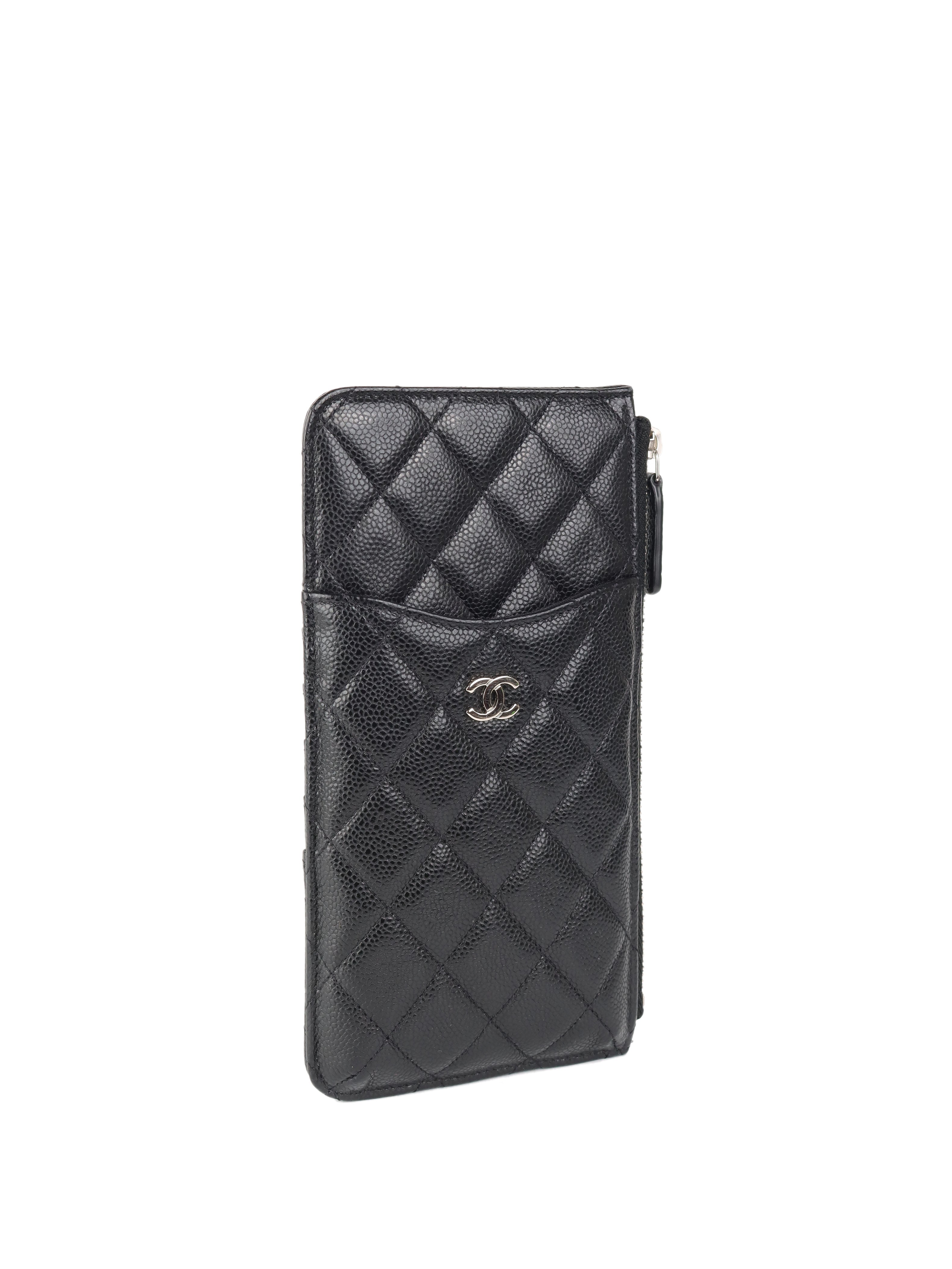Chanel Black Caviar Leather Long Card Holder with Silver Hardware - Luxury Slim Wallet for Women, Perfect for Everyday Use & Travel
