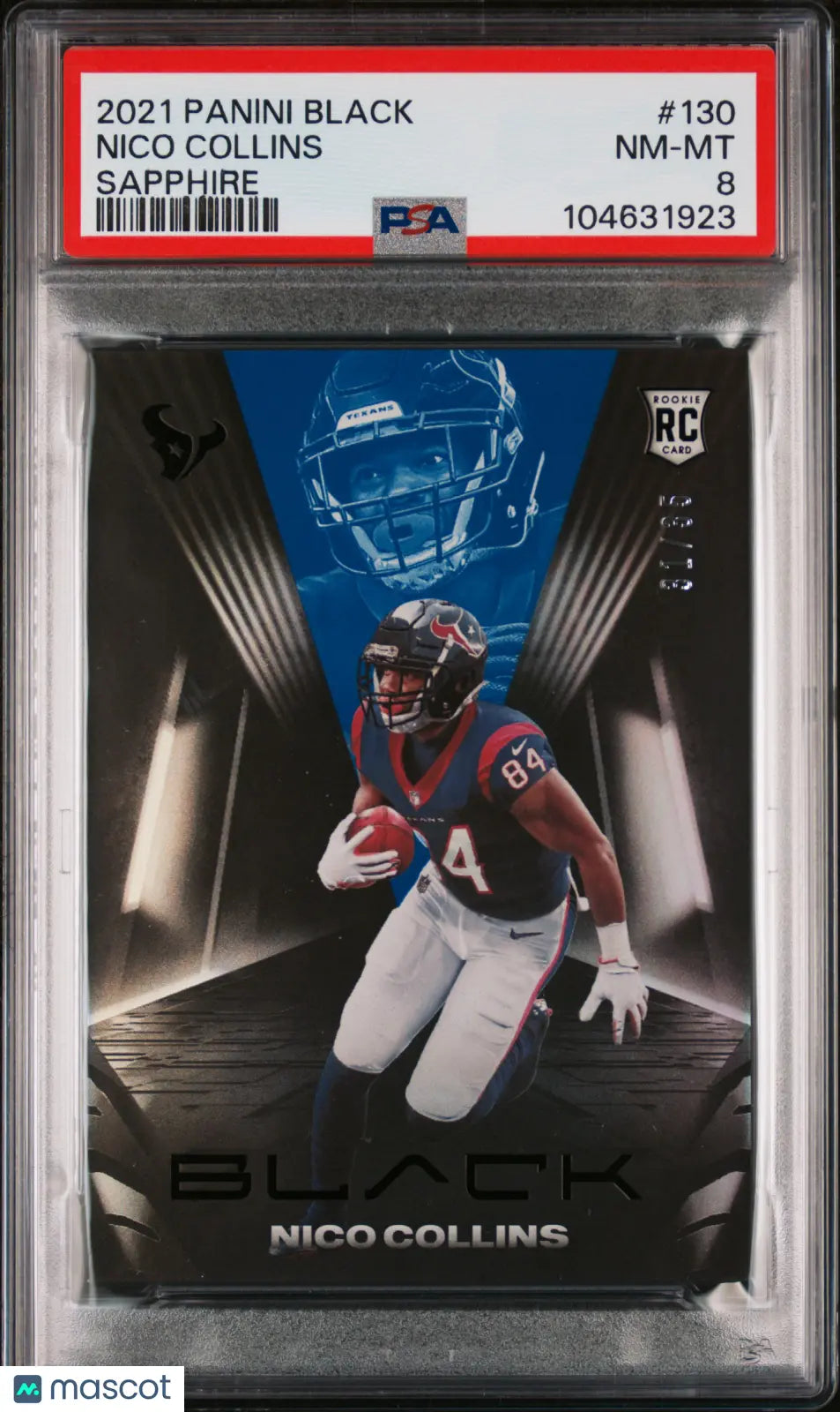 2021 Panini Black Football Nico Collins Rookie Card Sapphire PSA 8 /35 - Rare Collectible for NFL Fans & Sports Memorabilia Enthusiasts - Perfect for Display, Trading, and Investment