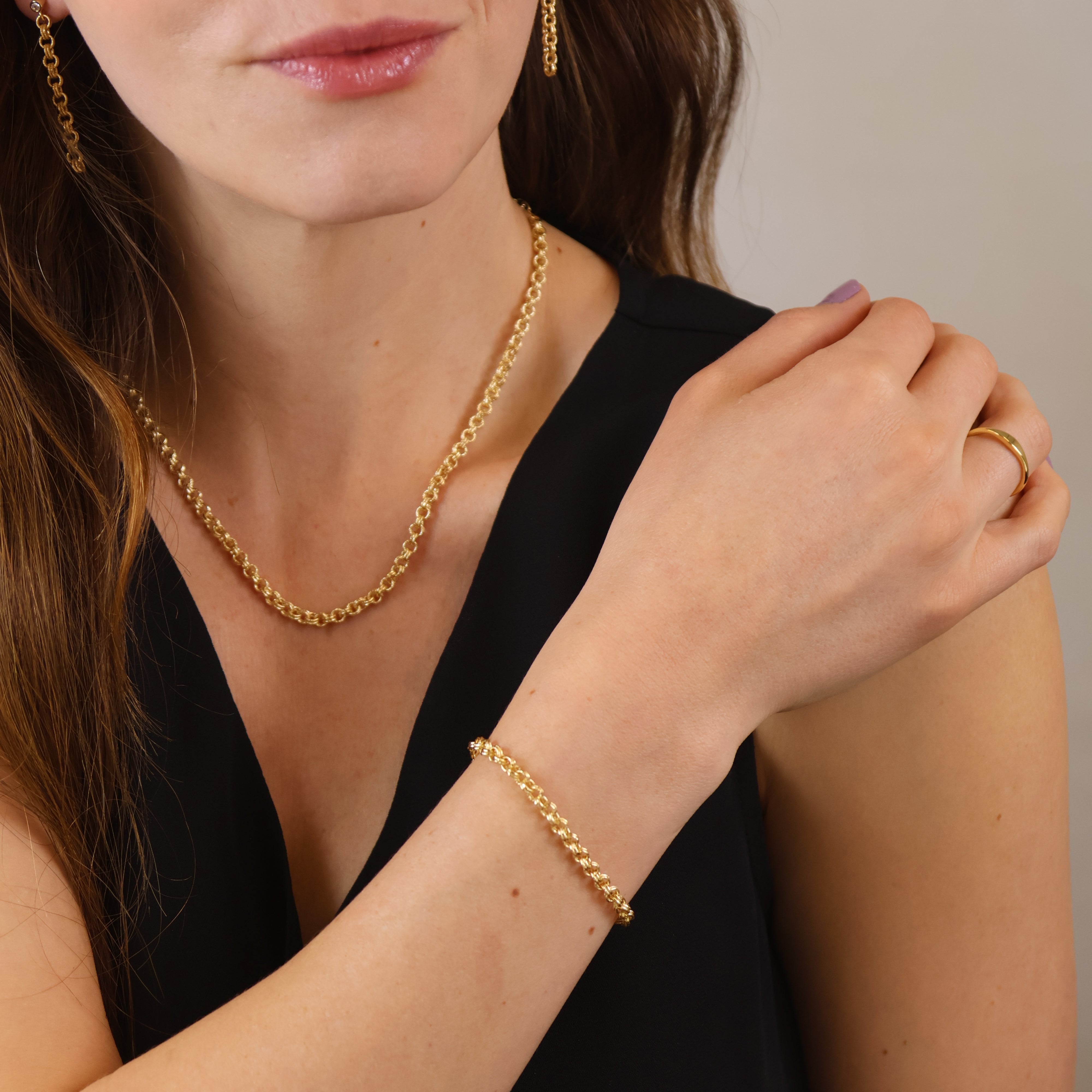 18K Gold Filled Double Rolo Chain Bracelet for Women - Elegant Adjustable Link Bracelet Jewelry Gift for Her - Perfect for Everyday Wear, Date Night & Special Occasions