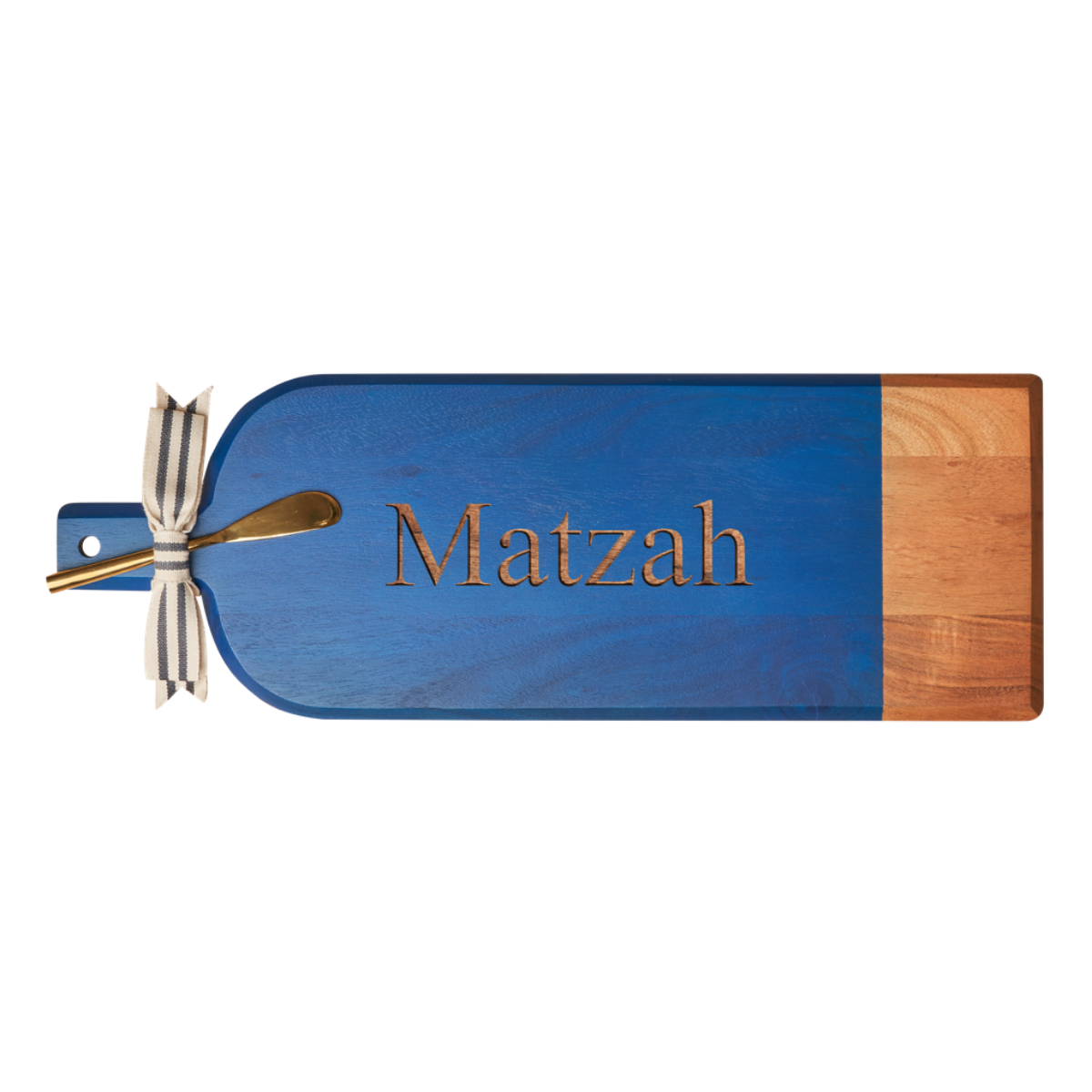 20 x 7 Inch Acacia Wood Beveled Serving Board with Gold Spreader - Elegant Cheese & Charcuterie Platter for Entertaining, Wedding Gifts & Holiday Parties