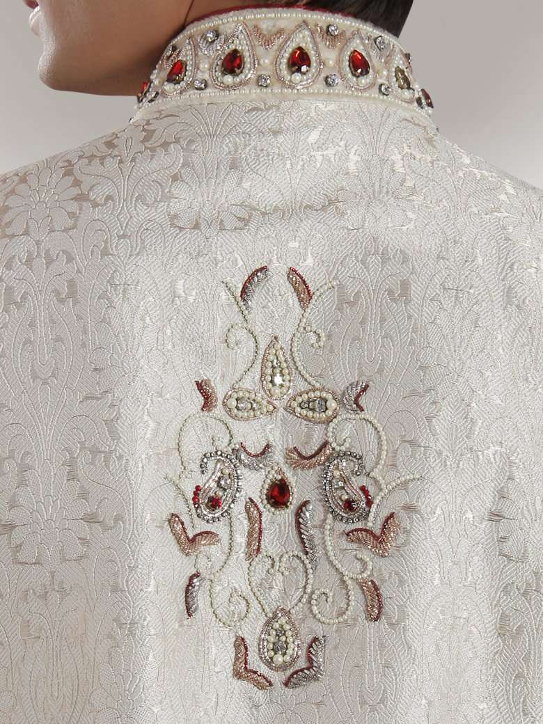 Anwar Smart Look Cream Sherwani for Men | Premium Indian Wedding Sherwani Outfit | Perfect for Groom, Groomsmen & Special Occasions