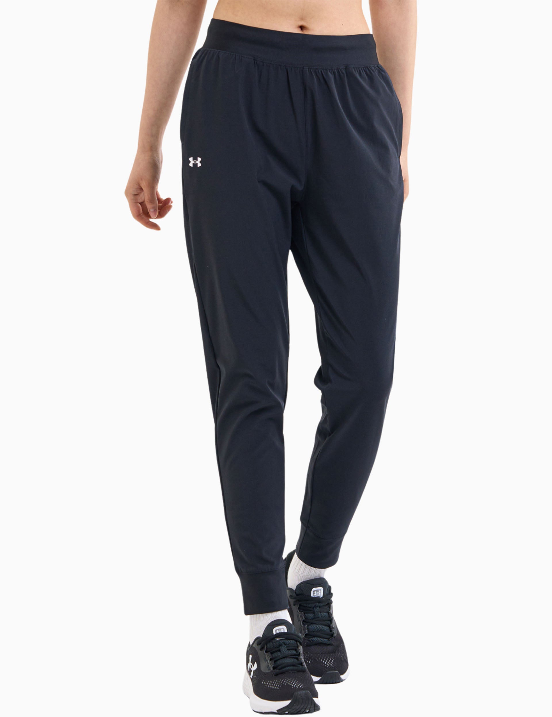 Rival High Rise Woven Pants for Women - Black & White Slim Fit Trousers | Casual Office Wear & Weekend Outfits