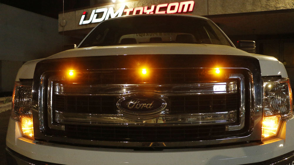 3pc Ford SVT Raptor Style LED Amber Grille Lighting Kit - Universal Fit for Trucks & SUVs | Off-Road, Night Driving, Custom Car Mods