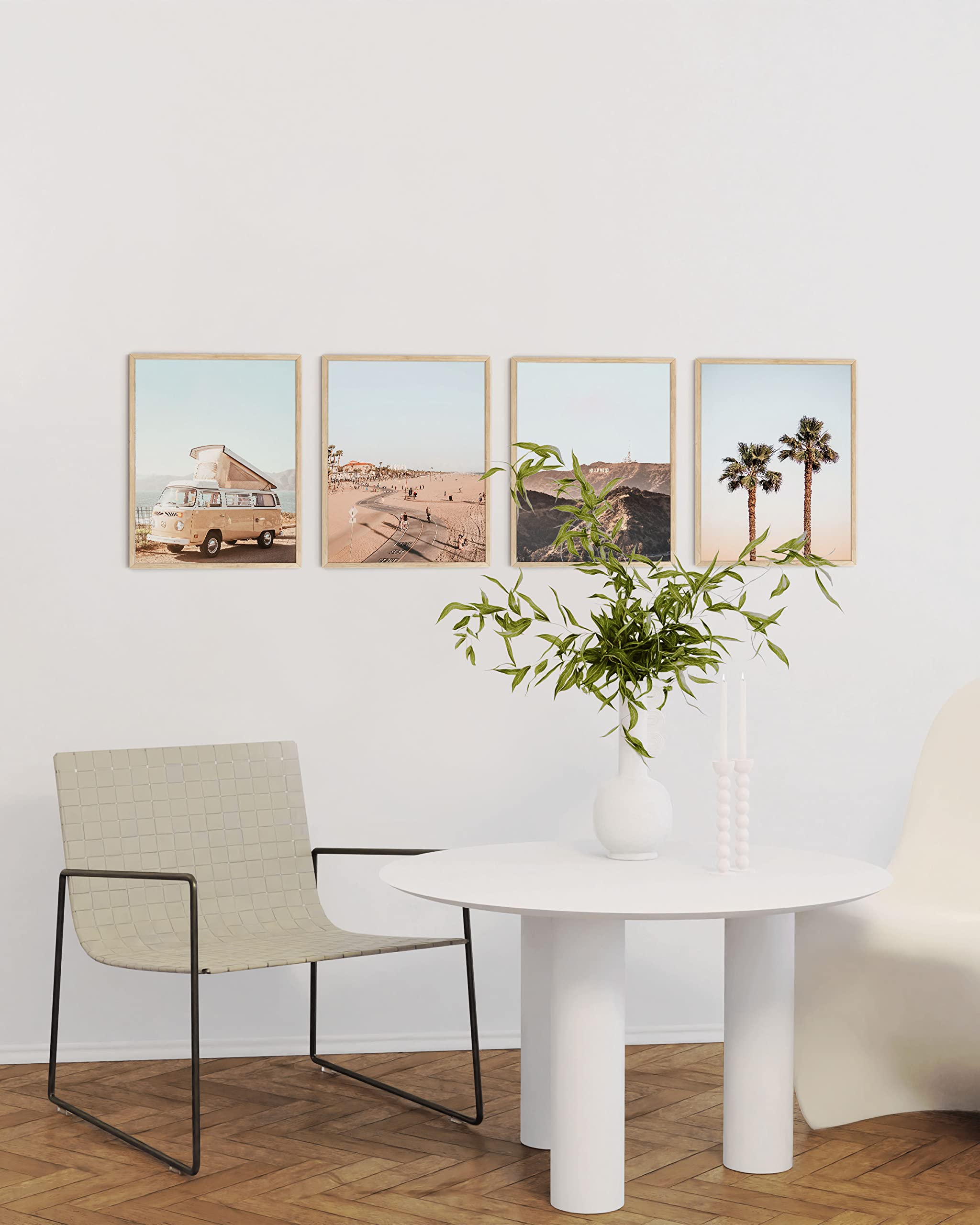 HAUS AND HUES Coastal Beach Decor Set of 4 Framed Art Prints - 8x10 Beige Framed Wall Art for Beach House, Bathroom & Living Room Decor | Perfect for Coastal Home Decor, Vacation Rental & Seaside Themed Spaces