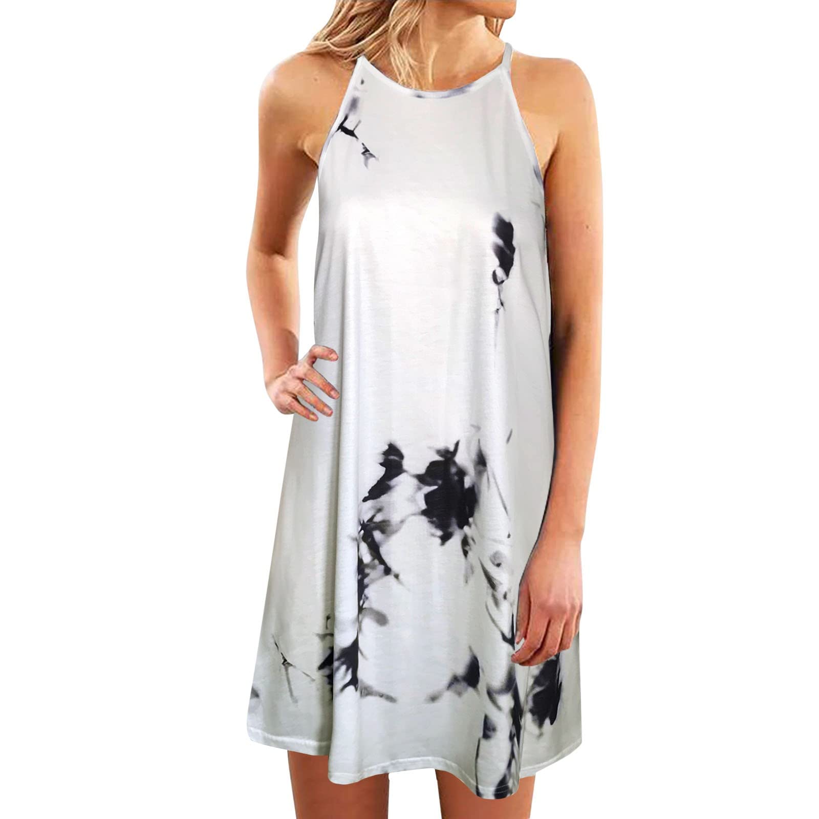 Women's Tie-Dye Halter Sun Dress - Casual Beachwear for Summer