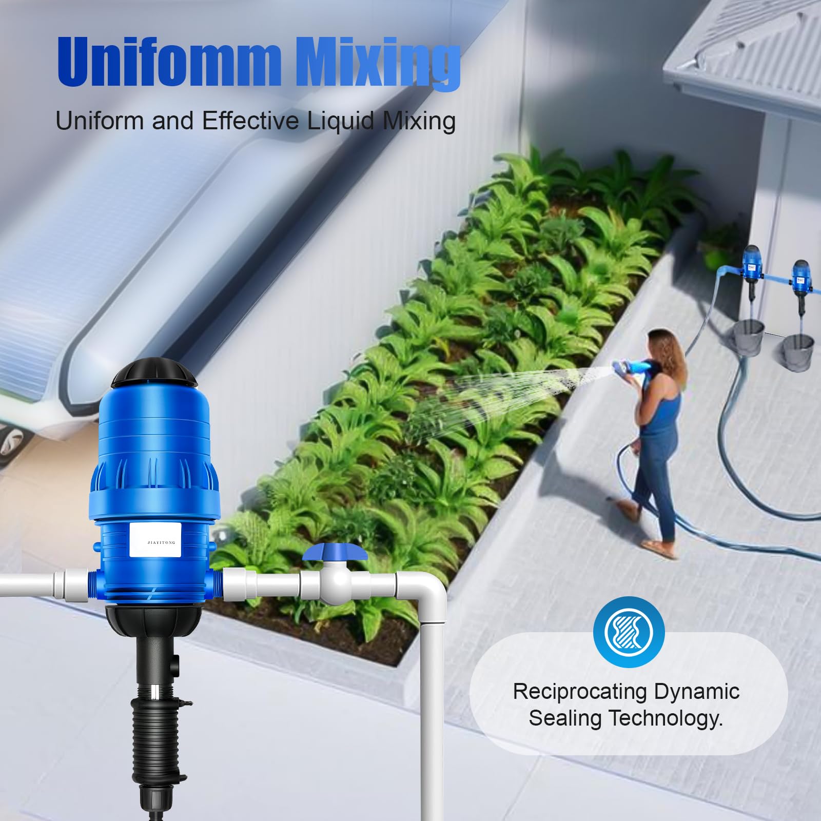 Automatic Drip Irrigation Injection Kit - Adjustable Fertilizer Injector, Water-Powered Chemical Liquid Dispenser for Garden Hose, Greenhouse & Livestock | Perfect for Home Gardens, Commercial Farming & Agricultural Irrigation Systems