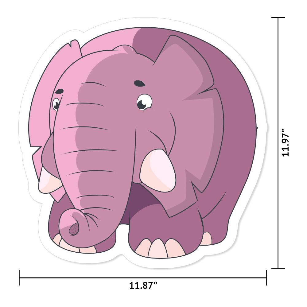 Pink Elephant Vinyl Wall Decal - Removable Peel & Stick Art for Dorm Room Decor, 12