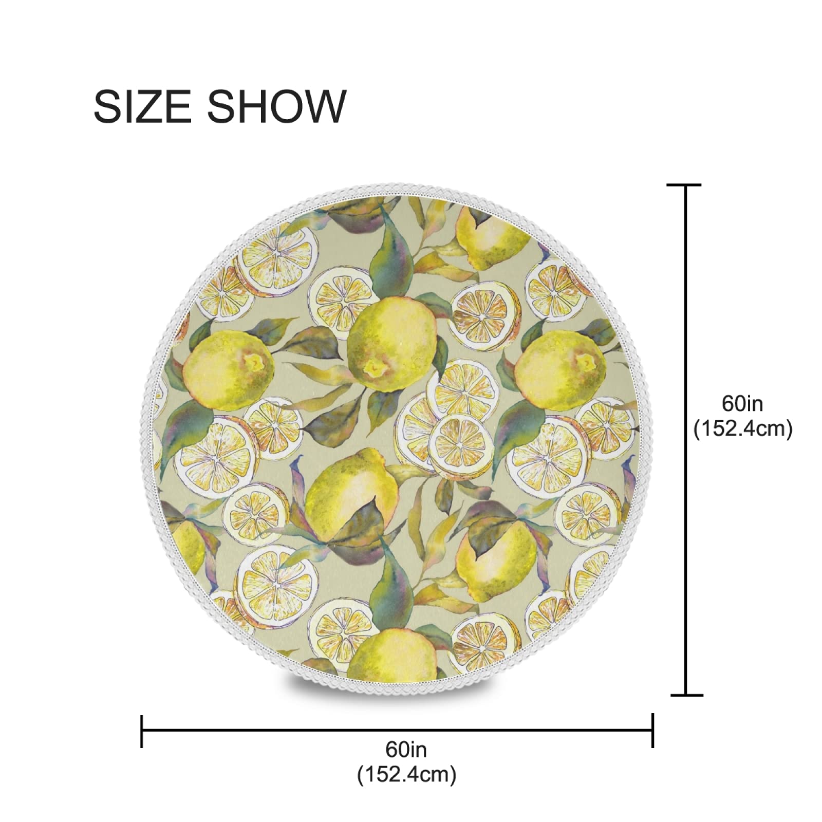ALAZA 60 Inch Round Tie Dye Tablecloth - Lemon Citrus Pattern Washable Polyester Table Cover for Kitchen, Dining, Party & Picnic Decor | Waterproof & Stain Resistant for Indoor & Outdoor Use