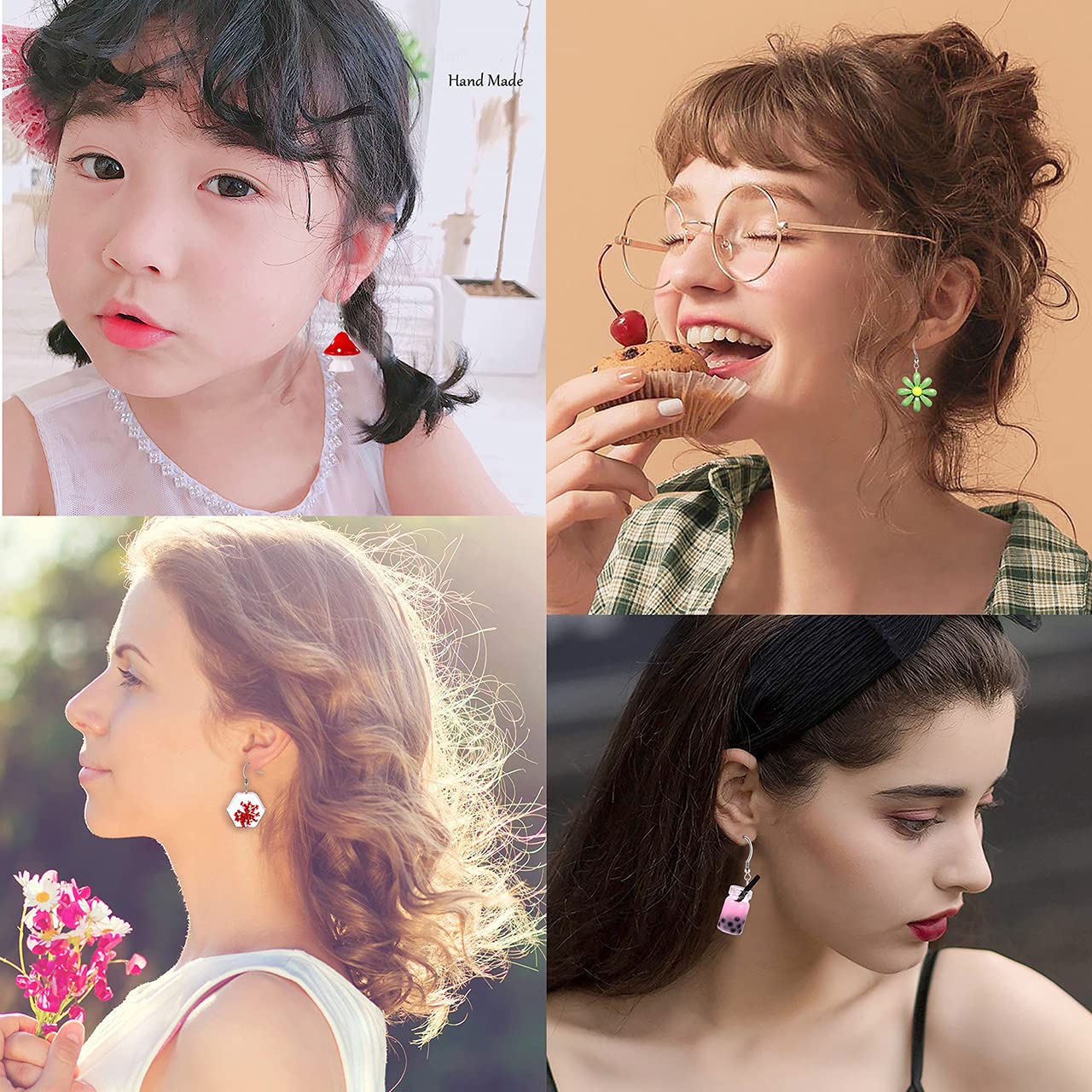 12/18 Pairs Cute Funny Dangle Earrings - Unique Mushroom, Goldfish, Water Bottle & Milk Tea Designs - Bulk Whimsical Earrings for Women & Teens - Perfect for Parties, Gifts & Everyday Fashion Accessories