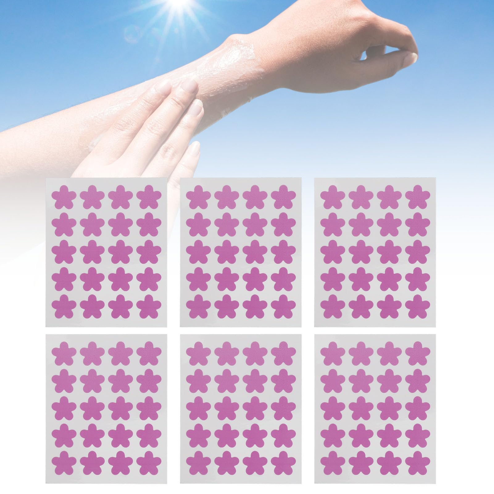 120 Count UV Detection Sunscreen Stickers - Sweatproof & Color Changing for All-Day Wear - Helps Prevent Sunburn - Perfect for Beach, Pool & Outdoor Activities