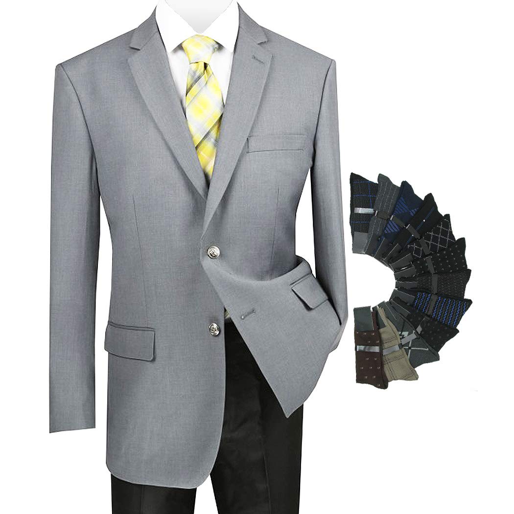 Luxury Men's 2-Button Slim Fit Dress Blazer Sport Coat with Free Socks - Perfect for Business Meetings, Weddings & Formal Events