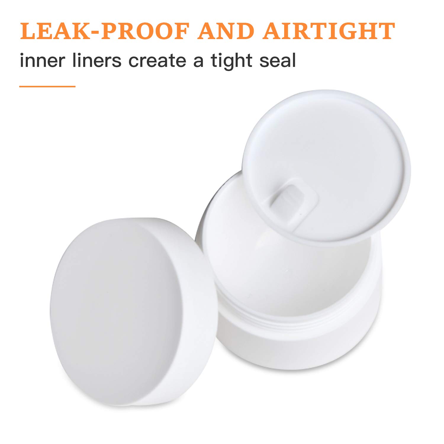 Akamino 12-Pack White Plastic Lotion Jars with Inner Liners & Dome Lids - 1.25oz/37ml Refillable Airtight Containers for Cosmetics, Creams, Makeup & Travel Storage - Perfect for Salons, DIY Beauty Products & Home Organization