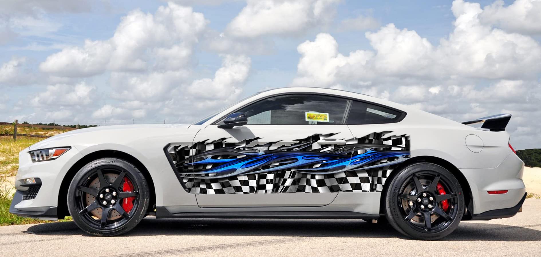Full Color Car Vinyl Wrap - Racing Flag & Tribal Checkered Design - Ripped Metal Street Racing Graphic (22x70) - Perfect for Car Decals, Vehicle Wrapping & Motorsport Enthusiasts