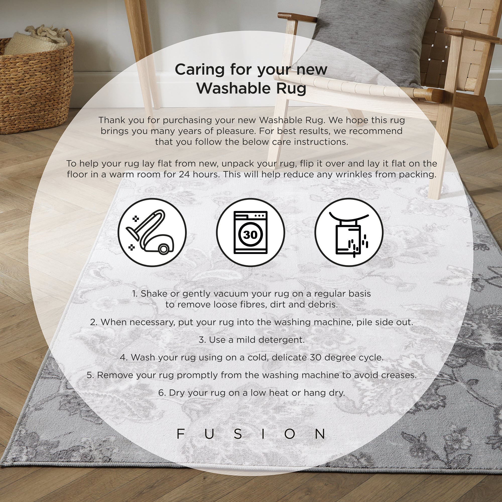 Fusion Matteo Washable Rug - Charcoal Grey | Soft & Durable Indoor/Outdoor Carpet for Living Room, Bedroom, Patio