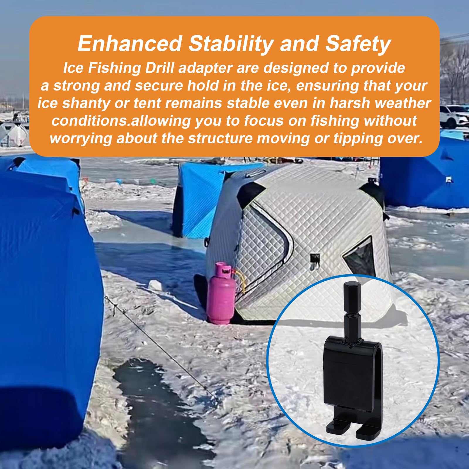 43416 Ice Anchor Install Adapter Tool - Heavy Duty Ice House Anchors for Fishing Shelters & Shanty Tents - Perfect for Winter Ice Fishing Setup & Outdoor Shelter Installation