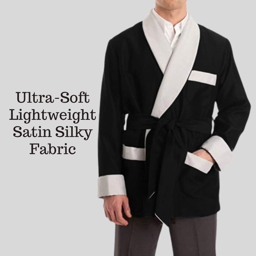 Luxury Men's Silky Satin Smoking Jacket - Classic Lightweight Silk Outerwear for Formal Events, Lounging & Special Occasions