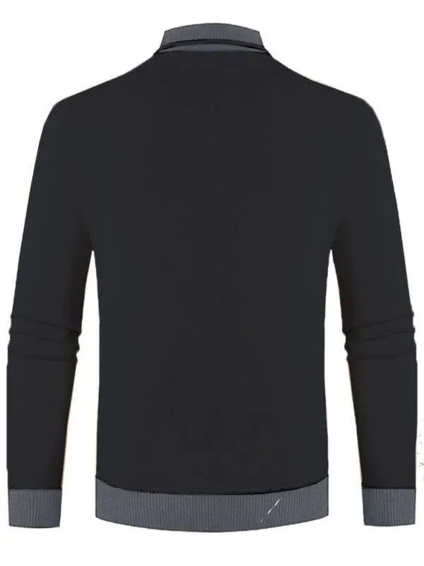 Men's Slim Fit Turtleneck V-Neck Sweater - Soft & Warm Knit Pullover for Casual Wear, Office & Winter Outfits