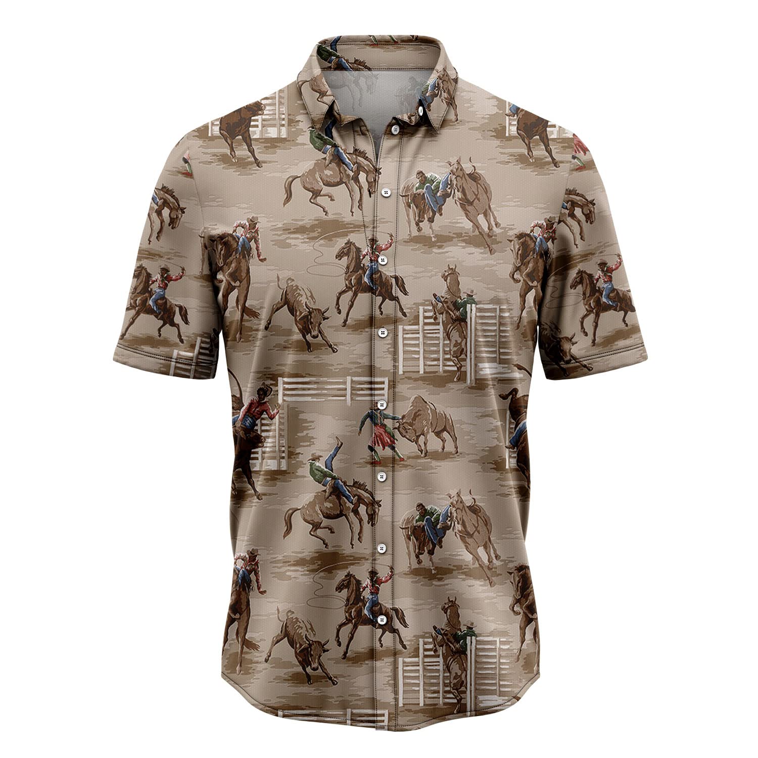 Men's Cowboy Shirts Short Sleeve - Western Style Rodeo Shirt for Horse Riding & Country Fashion - Perfect for Ranch Work, Rodeo Events & Casual Wear