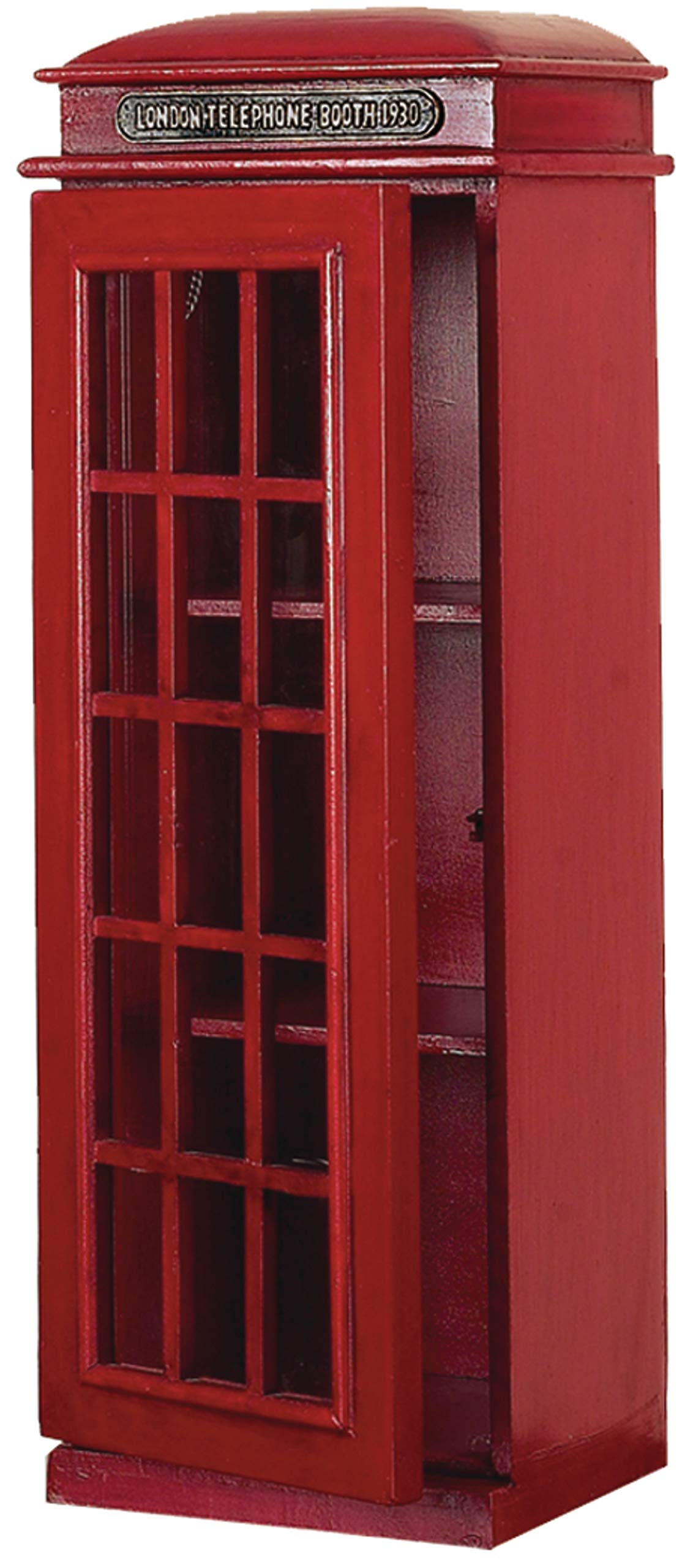 Vintage London Phone Booth Wooden Storage Cabinet - 2 Shelf Accent Cabinet for Living Room, Bedroom & Office - 11
