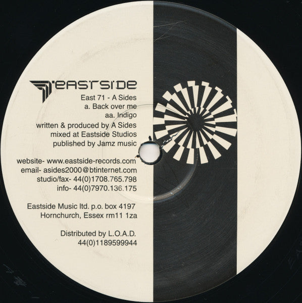Back Over Me / Indigo Eastside Records – East71 Vinyl Record | A-Sides Music for DJs & Collectors | Perfect for Nightclubs & Home Listening