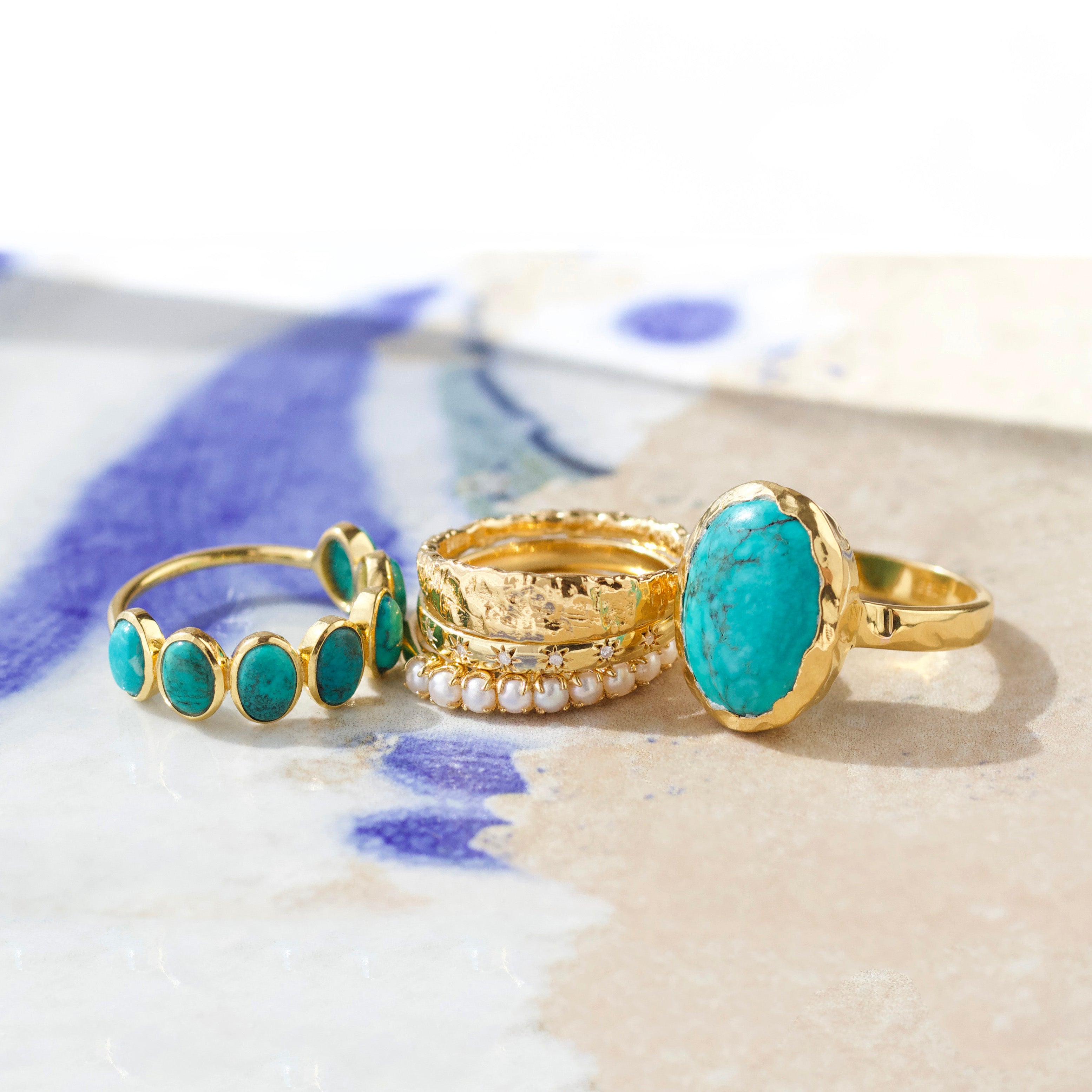 Molten Organic Turquoise Statement Ring for Women - Handmade Boho Jewelry, Unique Gemstone Ring for Everyday Wear & Special Occasions