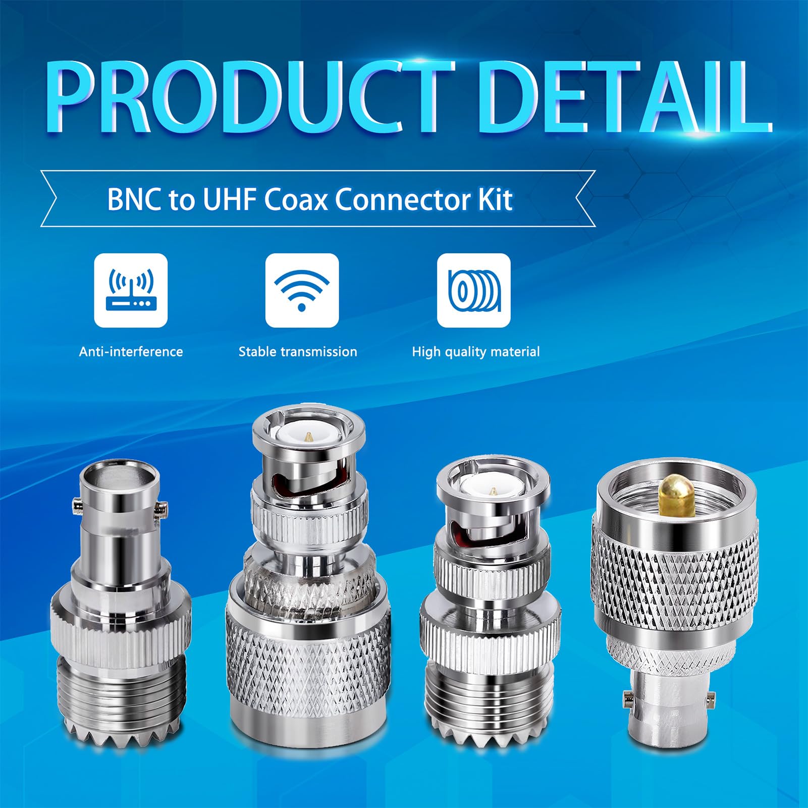 TUOLNK 4pcs PL259 to BNC Adapter Kit - SO239 Male to BNC Female Coaxial Cable Connector for CB Radio, Antenna, Ham Radio, CCTV, and Extension Cables - Perfect for Signal Transmission and Equipment Connection