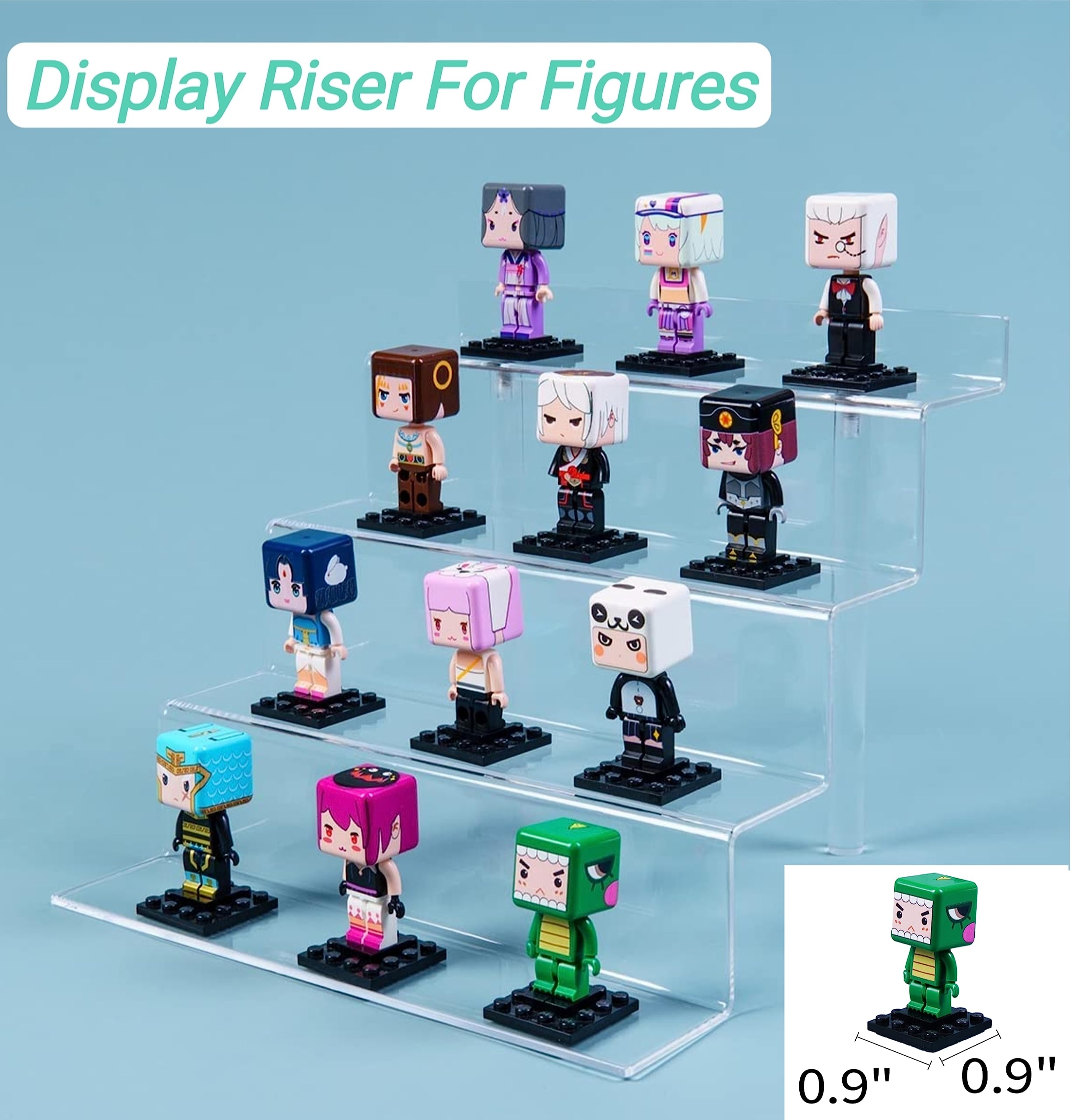 2 Pack Clear 4-Tier Bendable Display Stands for Figures, Perfume, Nail Polish - Decorative Show Shelf & Organizer for Retail Stores, Home Decor, and Beauty Salon Displays