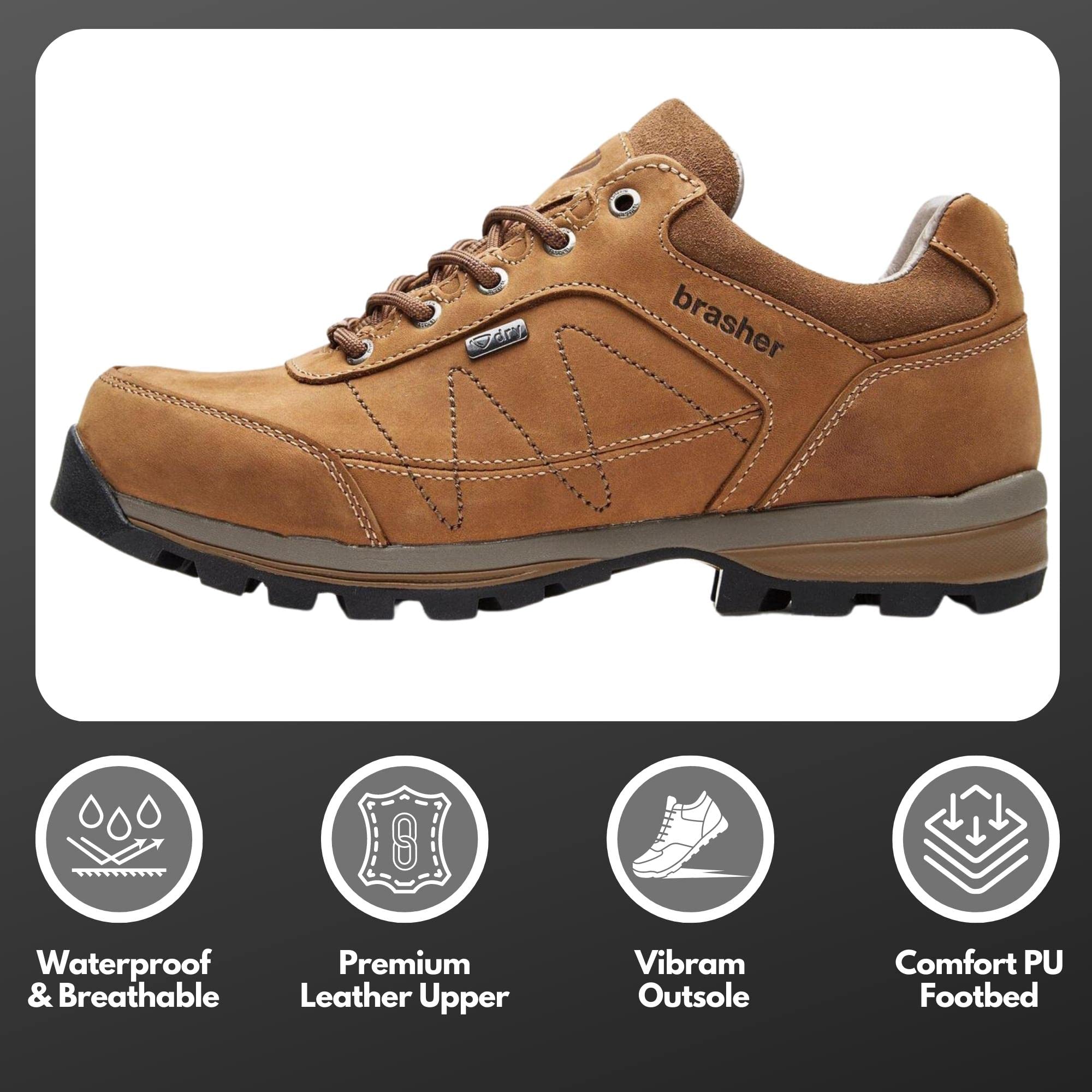 Brasher Women's Country Roamer Waterproof Hiking Shoes with Vibram Outsole - Lightweight Walking Shoes for Outdoor Adventures, Trail Running & Travel