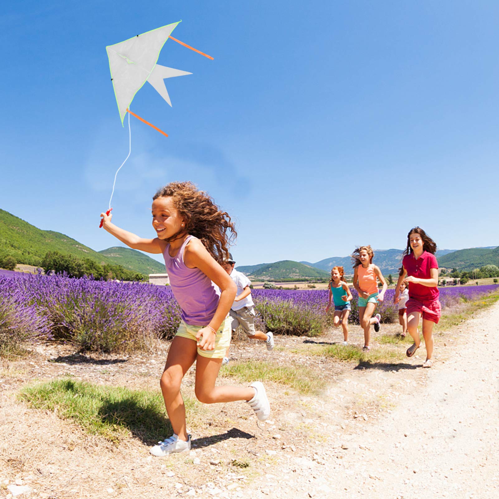 DOITOOL 4 Sets DIY Painting Blank Kites for Kids with Swivel Line - 100X60cm Outdoor Flying Toys for Boys & Girls - Perfect for Park, Beach, Grassland Activities and Birthday Gifts
