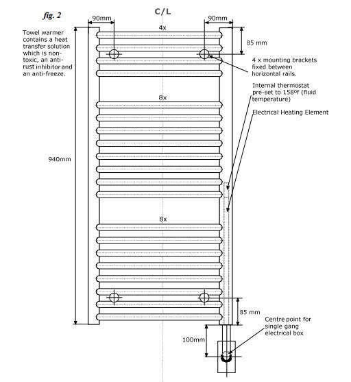 Tuzio Blenheim Hardwired or Plug-in Bathroom Towel Warmer Heater - 17.5