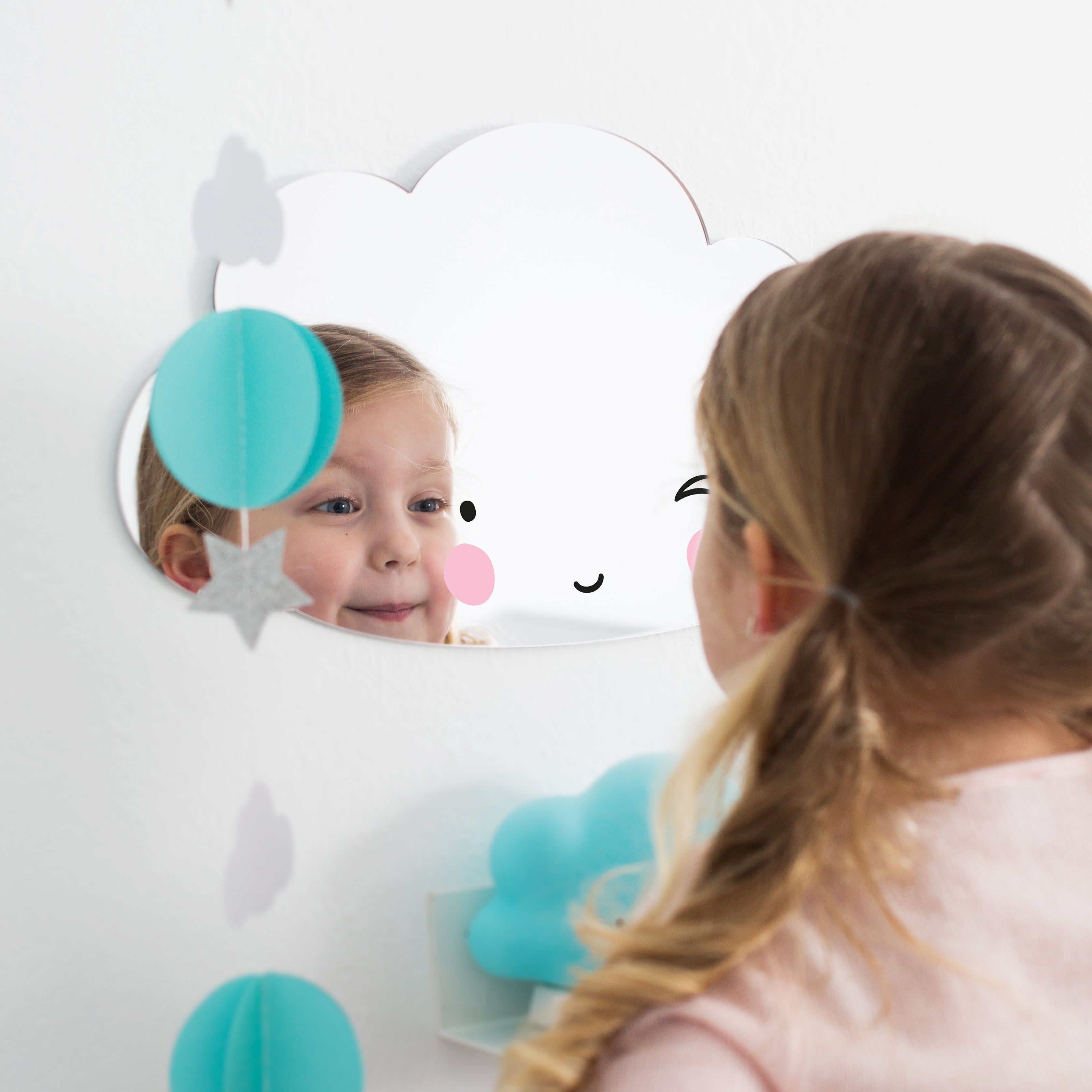 A Little Lovely Company Garland Cloud Mint - Elegant Nursery Decor for Baby Shower & Kids Room Decoration