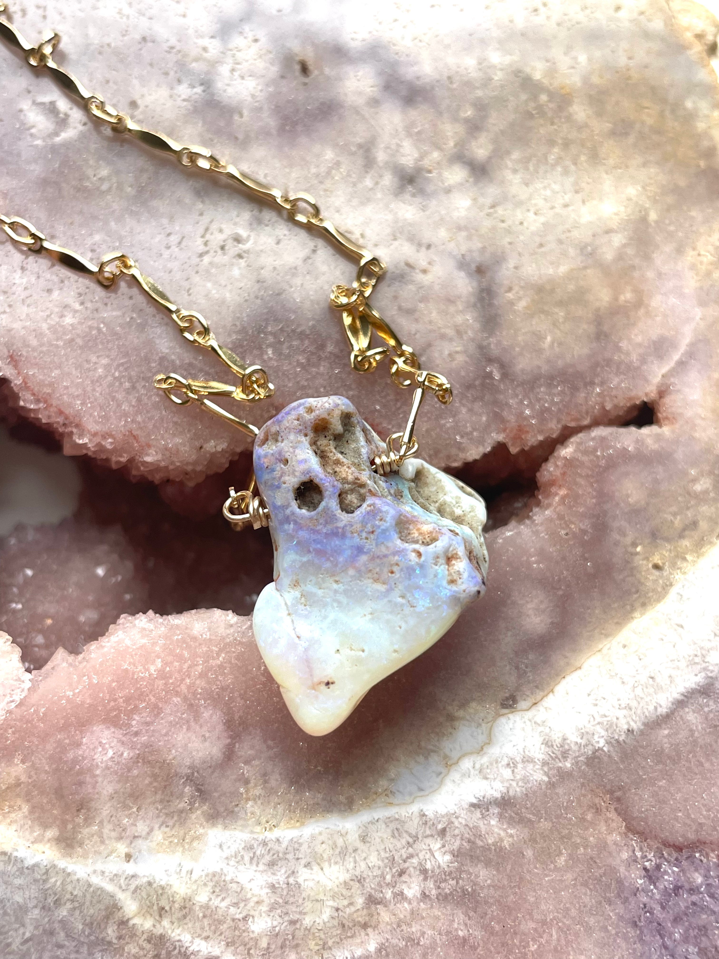 Genuine Australian Opal Necklace - Natural Raw Opal Jewelry for Women - Perfect for Weddings, Parties & Special Occasions