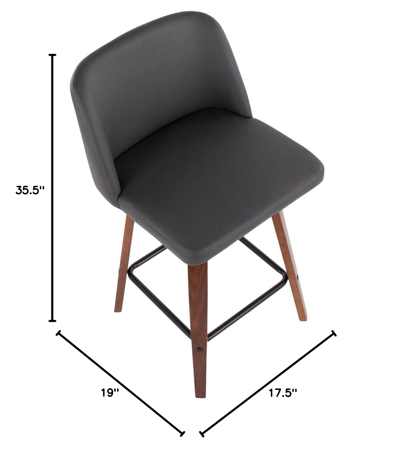LumiSource Toriano Counter Stools Set of 2 - Modern Kitchen Counter Height Chairs & Bar Stools for Kitchen Island, Breakfast Bar, and Dining Area