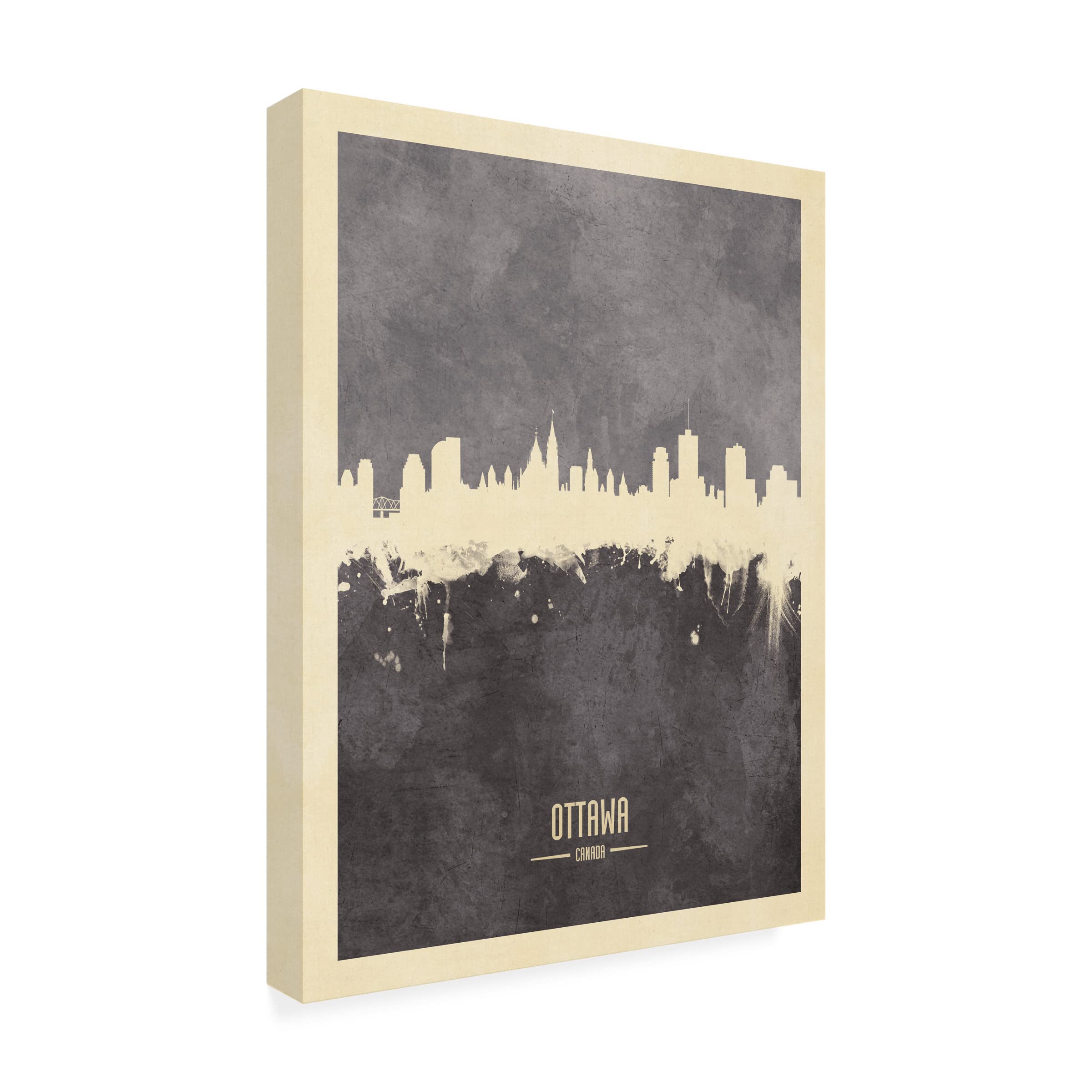 Michael Tompsett 'Ottawa Canada Skyline Gray' Canvas Wall Art Print - Modern Home & Office Decor for Living Room, Bedroom, or Office