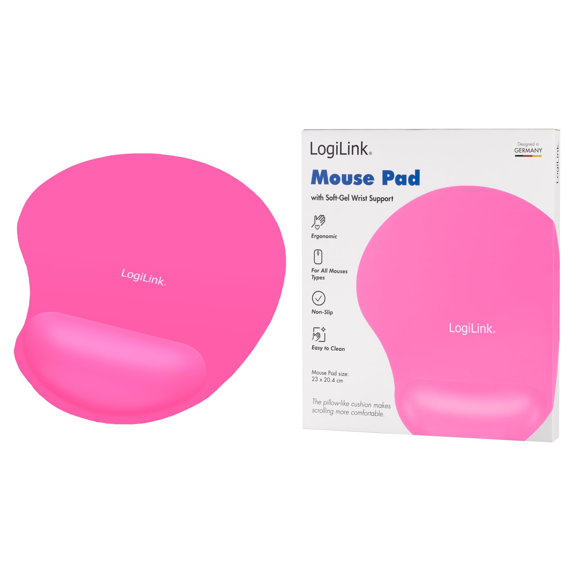Ergonomic Mouse Pad with Wrist Support - Soft Silicone Gel Cushion - Pink - Perfect for Office, Gaming & Computer Work