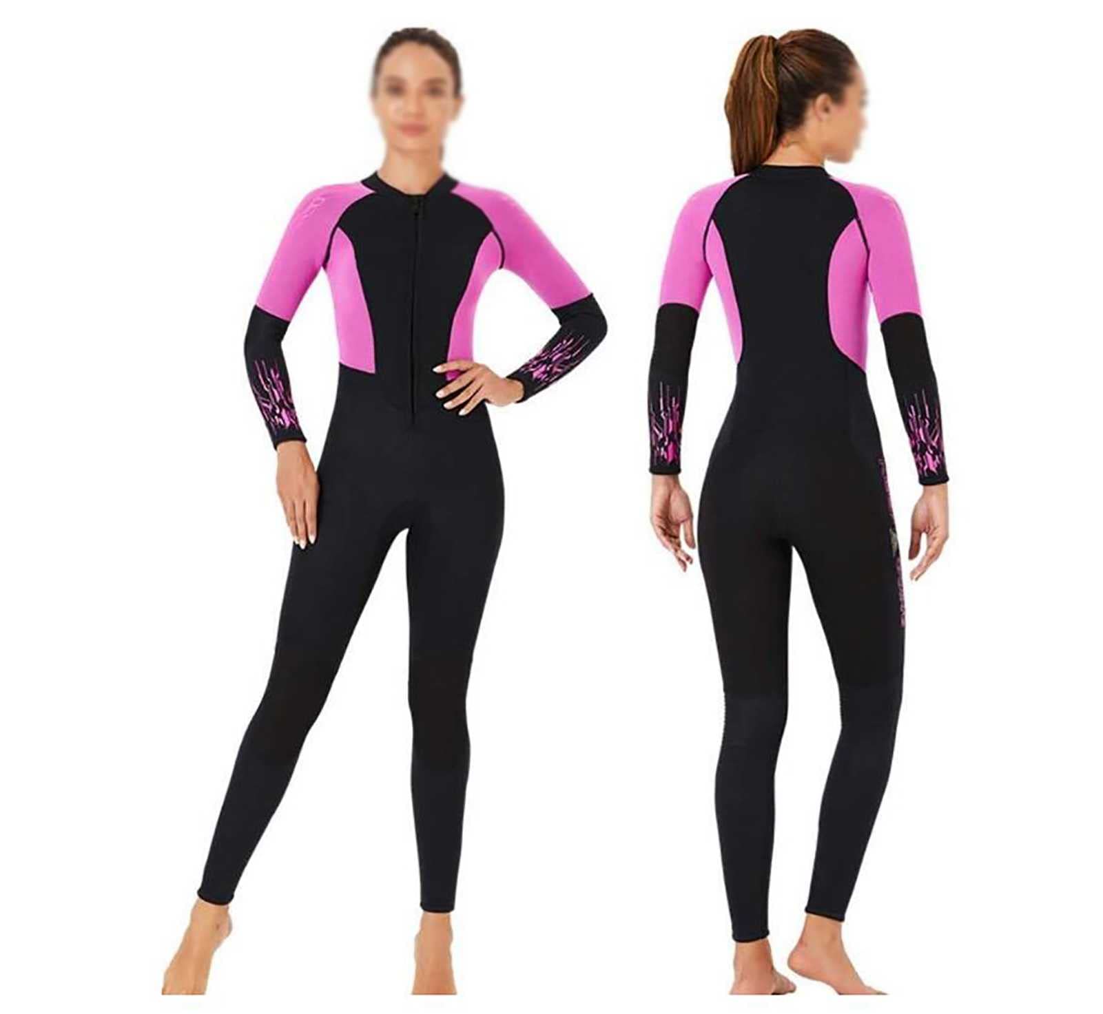 **Kedelack 1.5MM Women's Wetsuit - Full Length Thermal Stretch Wetsuit with Back Zip, Long Sleeve Full Body Swimsuit for Swimming, Snorkeling, Scuba Diving, Paddle Board & Kayaking (Pink, XL) - Perfect for Cold Water Sports & Outdoor Water Activities**