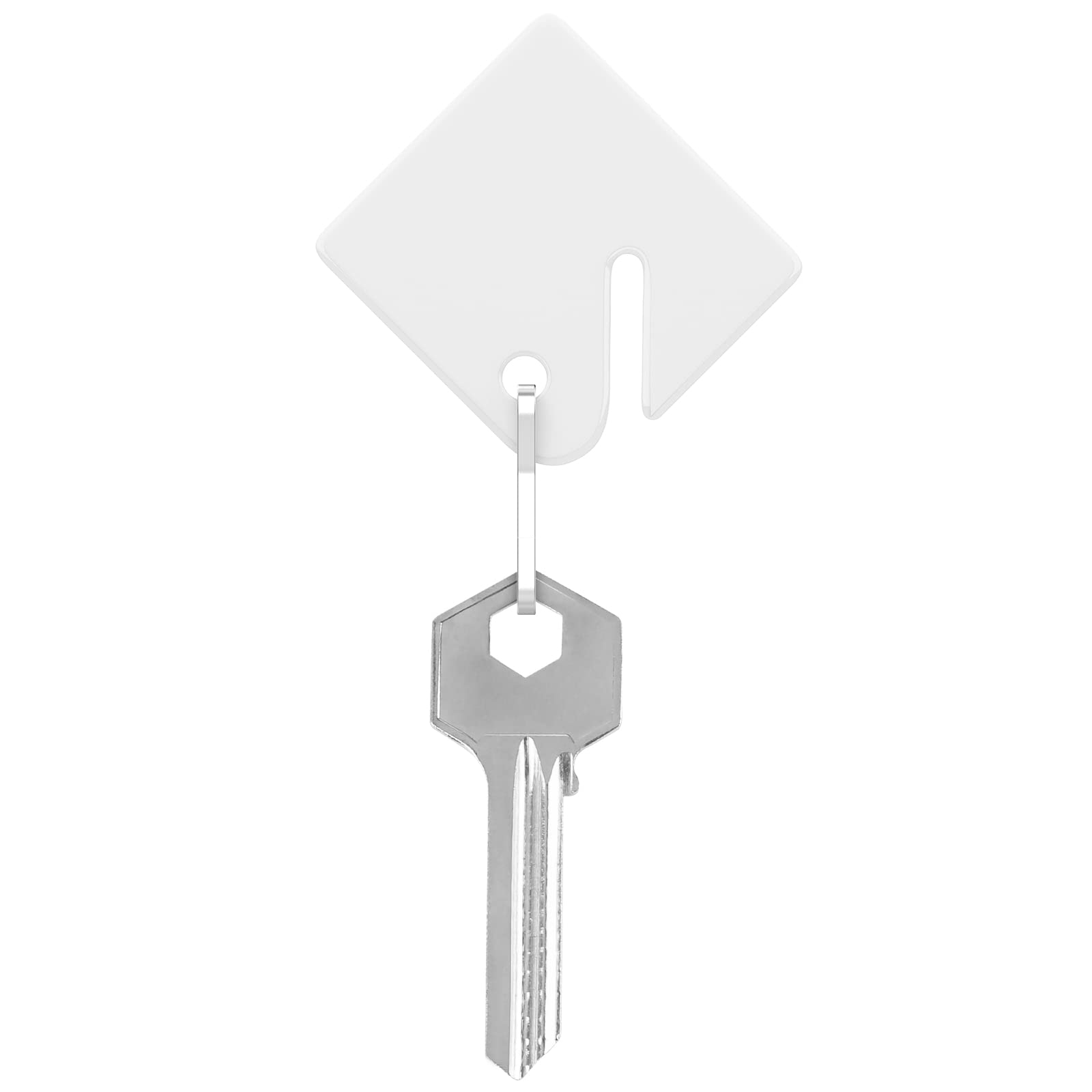 Uniclife 1.5 Inch White Plastic Rack Key Tags with Metal Snap Hooks - 20 Pack for Slotted Key Cabinets, Boxes & Lockers - Durable Frosted Key Organizers for Home Office, Garage & Retail Key Management