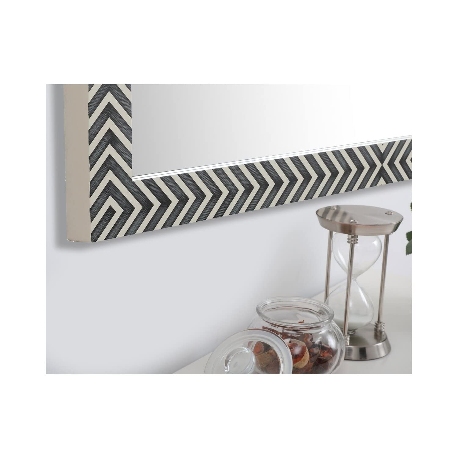 Modern Chevron Glass Mirror 48x30 - Elegant Home Decor for Bathroom & Living Room