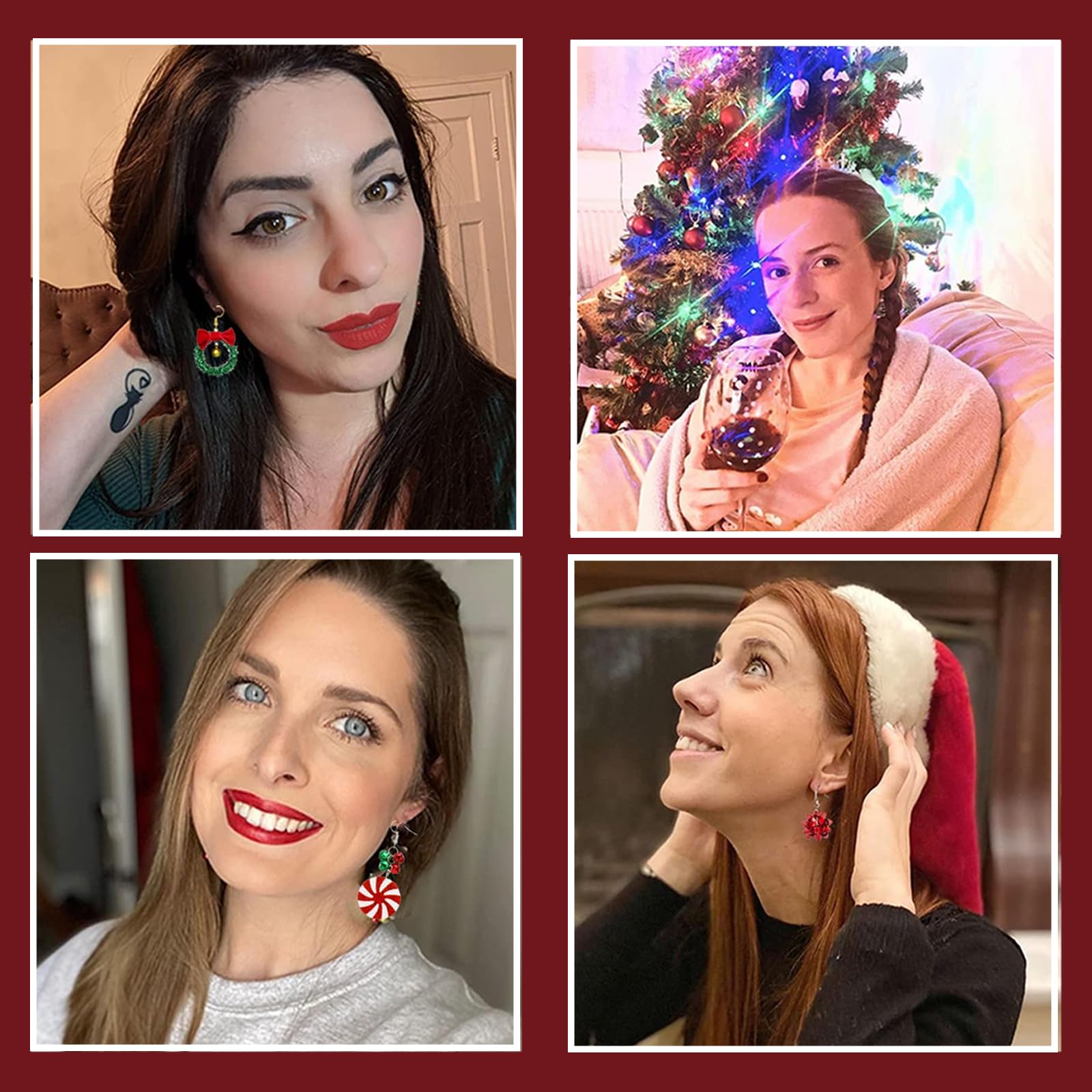 Festive Christmas Earrings for Women - Elegant Dangle Earrings with Tree, Jingle Bell, Reindeer & Snowflake Designs - Perfect Stocking Stuffers & Holiday Gifts for Parties, Office Celebrations & Family Gatherings
