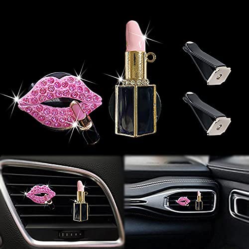 Diamond Lips Vent Clip - Sexy Rhinestone Bling Car Air Vent Charm for Women & Girls | Pink Car Interior Decor Accessory for Stylish Ride & Gift